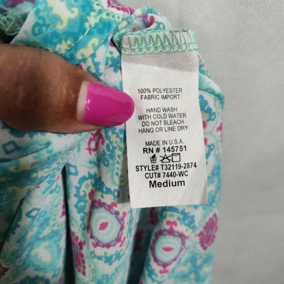 Altard State Blue-Green Printed Tank Top Racerback Bow Women Size M NEW - Picture 8 of 8